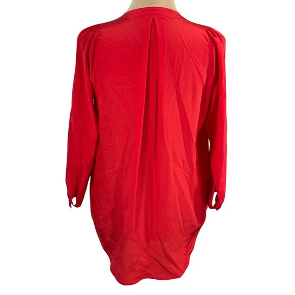 Madewell 100% Silk Popover Top Red V-Neck Memory Blouse XS Extra Small - Picture 3 of 8